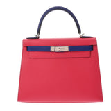 HERMES エルメス ケリー 28 外縫い SPオーダー ブルーエレクトリック/ローズエクストリーム Y刻印(2020年頃) レディース ヴォーエプソン ハンドバッグ Aランク 中古 銀蔵