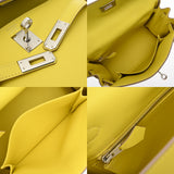 HERMES エルメス ケリー 25 内縫い 2WAY ライム U刻印(2022年頃) レディース ヴォースイフト ハンドバッグ Aランク 中古 銀蔵