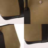 HERMES エルメス ガーデンパーティ PM カーキ/ブラウン □F刻印(2002年頃) レディース トワルオフィシェ/レザー ハンドバッグ Bランク 中古 銀蔵