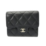 CHANEL シャネル クラシック スモールフラップウォレット ブラック AP0229 レディース キャビアスキン 三つ折り財布 Aランク 中古 銀蔵