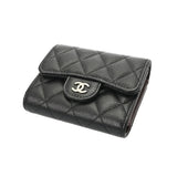 CHANEL シャネル クラシック スモールフラップウォレット ブラック AP0229 レディース キャビアスキン 三つ折り財布 Aランク 中古 銀蔵
