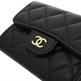 CHANEL シャネル クラシック スモールフラップウォレット ブラック AP0229 レディース キャビアスキン 三つ折り財布 Aランク 中古 銀蔵