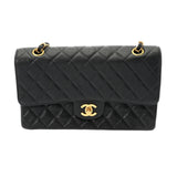 CHANEL シャネル マトラッセ Wフラップ チェーンショルダー 25cm ブラック A01112 レディース キャビアスキン ショルダーバッグ ABランク 中古 銀蔵