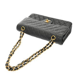 CHANEL シャネル マトラッセ Wフラップ チェーンショルダー 25cm ブラック A01112 レディース キャビアスキン ショルダーバッグ ABランク 中古 銀蔵