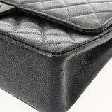 CHANEL シャネル マトラッセ Wフラップ チェーンショルダー 25cm ブラック A01112 レディース キャビアスキン ショルダーバッグ ABランク 中古 銀蔵