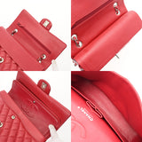 CHANEL シャネル マトラッセ Wフラップ チェーンショルダー 25cm レッド A01112 レディース キャビアスキン ショルダーバッグ Aランク 中古 銀蔵