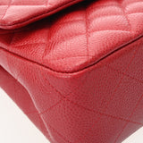 CHANEL シャネル マトラッセ Wフラップ チェーンショルダー 25cm レッド A01112 レディース キャビアスキン ショルダーバッグ Aランク 中古 銀蔵