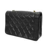 CHANEL シャネル マトラッセ ダイアナ 25cm チェーンショルダー ブラック A01165 レディース ラムスキン ショルダーバッグ ABランク 中古 銀蔵
