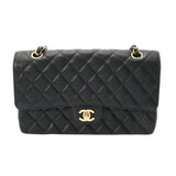 CHANEL シャネル マトラッセ Wフラップ チェーンショルダー 25cm ブラック A01112 レディース キャビアスキン ショルダーバッグ Aランク 中古 銀蔵