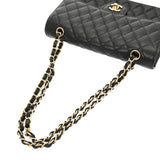 CHANEL シャネル マトラッセ Wフラップ チェーンショルダー 25cm ブラック A01112 レディース キャビアスキン ショルダーバッグ Aランク 中古 銀蔵