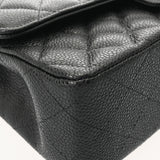 CHANEL シャネル マトラッセ Wフラップ チェーンショルダー 25cm ブラック A01112 レディース キャビアスキン ショルダーバッグ Aランク 中古 銀蔵
