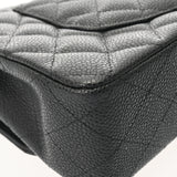 CHANEL シャネル マトラッセ Wフラップ チェーンショルダー 25cm ブラック A01112 レディース キャビアスキン ショルダーバッグ Aランク 中古 銀蔵