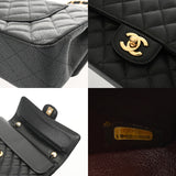 CHANEL シャネル マトラッセ Wフラップ チェーンショルダー 25cm ブラック A01112 レディース キャビアスキン ショルダーバッグ Aランク 中古 銀蔵