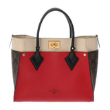 LOUIS VUITTON ルイヴィトン モノグラム オンマイサイド MM ルージュピラット M53824 レディース カーフレザー/モノグラムキャンバス 2WAYバッグ Aランク 中古 銀蔵