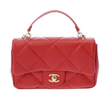 CHANEL シャネル チェーンショルダー レッド レディース ラムスキン ショルダーバッグ Aランク 中古 銀蔵
