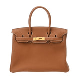 HERMES エルメス バーキン 30 ゴールド □N刻印(2010年頃) レディース トゴ ハンドバッグ Aランク 中古 銀蔵