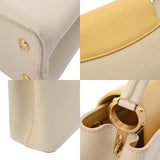 LOUIS VUITTON ルイヴィトン カプシーヌ MM アイボリー/イエロー N59883 レディース レザー ハンドバッグ Bランク 中古 銀蔵