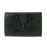 JIMMY CHOO ジミーチュウ チェーンショルダー グリーン レディース 型押しパイソン ショルダーバッグ Aランク 中古 銀蔵