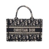 CHRISTIAN DIOR クリスチャンディオール ブックトート ミニ ネイビー S5573CRIN レディース オブリークキャンバス ハンドバッグ Aランク 中古 銀蔵