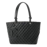 CHANEL シャネル カンボンライン ラージトート ブラック/ブラックエナメル A25169 レディース カーフ トートバッグ ABランク 中古 銀蔵
