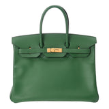 HERMES エルメス バーキン 35 グリーン □B刻印(1998年頃) ユニセックス クシュベル ハンドバッグ ABランク 中古 銀蔵