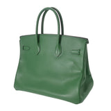 HERMES エルメス バーキン 35 グリーン □B刻印(1998年頃) ユニセックス クシュベル ハンドバッグ ABランク 中古 銀蔵