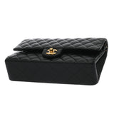 CHANEL シャネル マトラッセ Wフラップ チェーンショルダー 25cm ブラック A01112 レディース ラムスキン ショルダーバッグ Aランク 中古 銀蔵