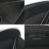 JIMMY CHOO ジミーチュウ ラウンドファスナー ホワイト/ブラック ユニセックス レザー 長財布 Bランク 中古 銀蔵
