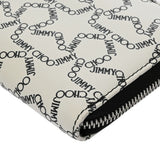 JIMMY CHOO ジミーチュウ ラウンドファスナー ホワイト/ブラック ユニセックス レザー 長財布 Bランク 中古 銀蔵