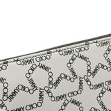 JIMMY CHOO ジミーチュウ ラウンドファスナー ホワイト/ブラック ユニセックス レザー 長財布 Bランク 中古 銀蔵