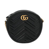 GUCCI グッチ GGマーモント ラウンドミニショルダー ブラック 550154 レディース カーフ ショルダーバッグ ABランク 中古 銀蔵