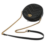 GUCCI グッチ GGマーモント ラウンドミニショルダー ブラック 550154 レディース カーフ ショルダーバッグ ABランク 中古 銀蔵