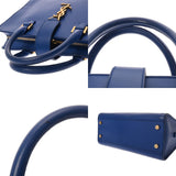 SAINT LAURENT サンローラン モノグラム カバス 2WAYバッグ ブルー 357395 レディース レザー ハンドバッグ Bランク 中古 銀蔵