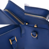 SAINT LAURENT サンローラン モノグラム カバス 2WAYバッグ ブルー 357395 レディース レザー ハンドバッグ Bランク 中古 銀蔵