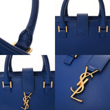 SAINT LAURENT サンローラン モノグラム カバス 2WAYバッグ ブルー 357395 レディース レザー ハンドバッグ Bランク 中古 銀蔵