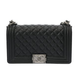 CHANEL シャネル ボーイシャネル チェーンショルダー 25cm ブラック A67086 レディース キャビアスキン ショルダーバッグ Aランク 中古 銀蔵