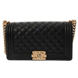 CHANEL シャネル ボーイシャネル チェーンショルダー 25cm ブラック A67086 レディース キャビアスキン ショルダーバッグ Aランク 中古 銀蔵