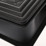 CHANEL シャネル ボーイシャネル チェーンショルダー 25cm ブラック A67086 レディース キャビアスキン ショルダーバッグ Aランク 中古 銀蔵