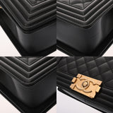 CHANEL シャネル ボーイシャネル チェーンショルダー 25cm ブラック A67086 レディース キャビアスキン ショルダーバッグ Aランク 中古 銀蔵