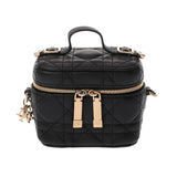 CHRISTIAN DIOR クリスチャンディオール マイクロバニティ ブラック S09350NMJ レディース ラムスキン バニティバッグ Aランク 中古 銀蔵