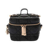 CHRISTIAN DIOR クリスチャンディオール マイクロ バニティ ブラック S09350NMJ レディース ラムスキン バニティバッグ Aランク 中古 銀蔵