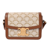 CELINE セリーヌ ティーン トリオンフバッグ ホワイト/ブラウン 188882BZ4.01BC レディース トリオンフキャンバス/カーフスキン ショルダーバッグ Aランク 中古 銀蔵