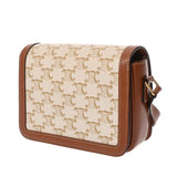 CELINE セリーヌ ティーン トリオンフバッグ ホワイト/ブラウン 188882BZ4.01BC レディース トリオンフキャンバス/カーフスキン ショルダーバッグ Aランク 中古 銀蔵