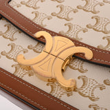 CELINE セリーヌ ティーン トリオンフバッグ ホワイト/ブラウン 188882BZ4.01BC レディース トリオンフキャンバス/カーフスキン ショルダーバッグ Aランク 中古 銀蔵