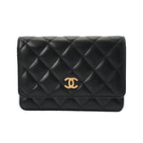 CHANEL シャネル マトラッセ フリル チェーン ウォレット ブラック レディース ラムスキン ショルダーバッグ Aランク 中古 銀蔵
