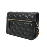 CHANEL シャネル マトラッセ フリル チェーン ウォレット ブラック レディース ラムスキン ショルダーバッグ Aランク 中古 銀蔵