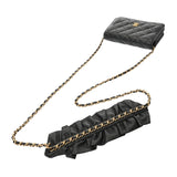 CHANEL シャネル マトラッセ フリル チェーン ウォレット ブラック レディース ラムスキン ショルダーバッグ Aランク 中古 銀蔵