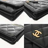 CHANEL シャネル マトラッセ フリル チェーン ウォレット ブラック レディース ラムスキン ショルダーバッグ Aランク 中古 銀蔵