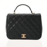 CHANEL シャネル マトラッセ トップハンドル フラップバッグ 2WAY ブラック レディース キャビアスキン ハンドバッグ ABランク 中古 銀蔵