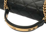 CHANEL シャネル マトラッセ トップハンドル フラップバッグ 2WAY ブラック レディース キャビアスキン ハンドバッグ ABランク 中古 銀蔵
